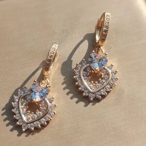 14K Gold Plated Heart-Shaped Drop Dangle Valentines Earrings